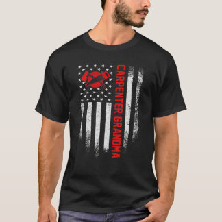 ヴィンテージUSAフラッグ木工大工おばあちゃんシル Tシャツ