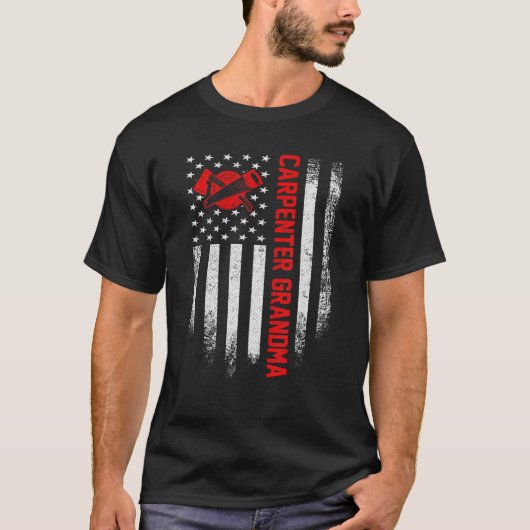 ヴィンテージUSAフラッグ木工大工おばあちゃんシル Tシャツ (正面)