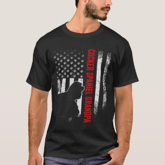 ヴィンテージUsaフラッグ誇りを持ったコッカースパニエル犬ドッググランパ Tシャツ