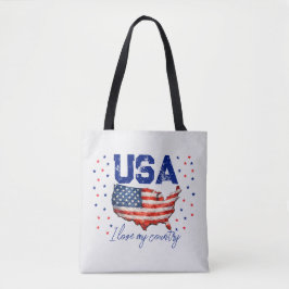 ヴィンテージUSAマップ パトリオティックTシャツ - 私の国が大好き トートバッグ