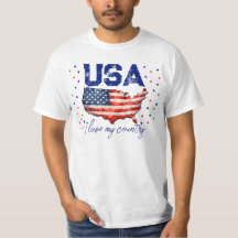 ヴィンテージUSAマップ パトリオティックTシャツ - 私の国が大好き