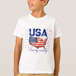 ヴィンテージUSAマップ パトリオティックTシャツ - 私の国が大好き Tシャツ