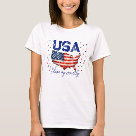 ヴィンテージUSAマップ・パトリオティックTシャツ - 私の国が大好き Tシャツ