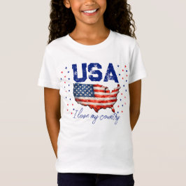 ヴィンテージUSAマップ・パトリオティックTシャツ - 私の国が大好き Tシャツ