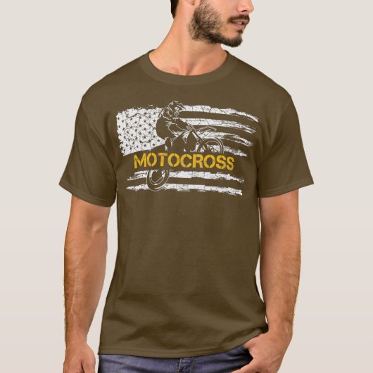 ヴィンテージUSA国旗モトクロスダートバイク Tシャツ (正面)