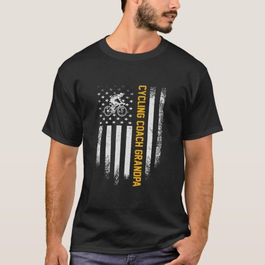 ヴィンテージUSA国旗誇りを持ったサイクリングコーチ Tシャツ (正面)