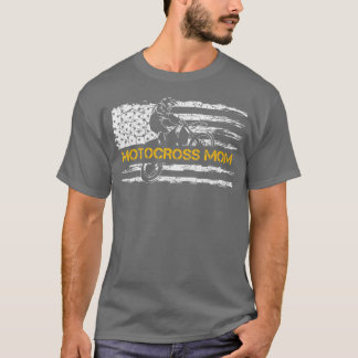 ヴィンテージUSA国旗誇りを持ったモトクロスダートバイクマム Tシャツ