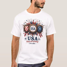 ヴィンテージUSA建国250周年パトリオティックバッジグラフィック Tシャツ