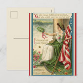 ヴィンテージUSA愛国的レディーリバティメモリアルデー シーズンポストカード (正面/裏面)