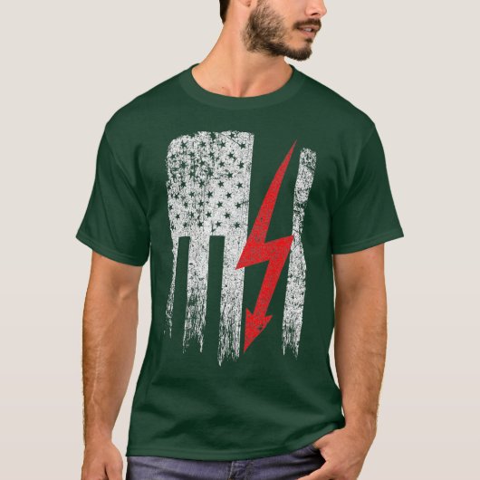 ヴィンテージUSA赤白 – 電気技師アメリカン・ティー Tシャツ (正面)