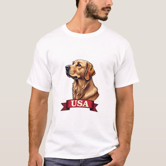 ヴィンテージUSA ゴールデンレトリバー 彫刻Tシャツ Tシャツ (正面)