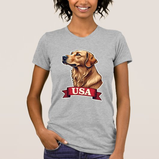 ヴィンテージUSA ゴールデンレトリバー 彫刻Tシャツ Tシャツ (正面)