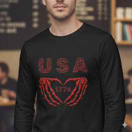ヴィンテージUSA 1776 スケルトンハートハンド Tシャツ