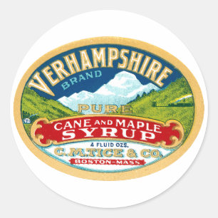 ヴィンテージVernhampshire杖とメープルシロップのラベル ラウンドシール