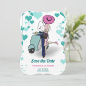 ヴィンテージVespaカップル日付を保存 セーブザデート (スタンド正面)