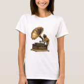 ヴィンテージVibes: Monkey DJ with Gramophone Tシャツ (正面)