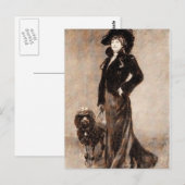 ヴィンテージwビクトリアンプードルドッグテンプレートドッグ ポストカード (正面/裏面)