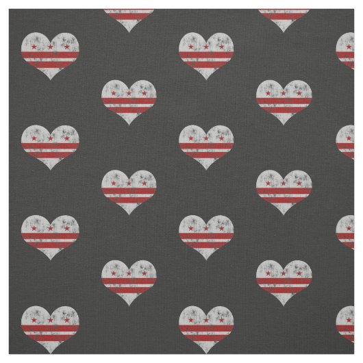 ヴィンテージWashington D.C. Flag Hearts ファブリック (見本)