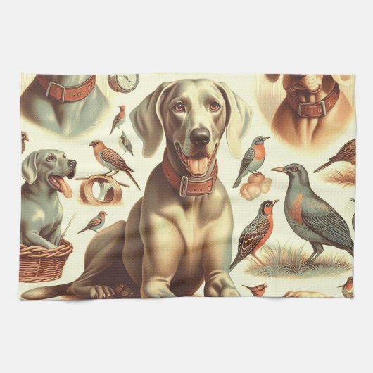 ヴィンテージWeimaranerシームレス キッチンタオル (横)