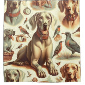 ヴィンテージWeimaranerシームレス シャワーカーテン (正面)
