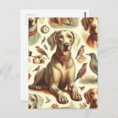 ヴィンテージWeimaranerシームレス ポストカード (正面/裏面)