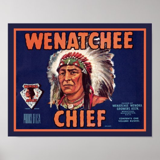 ヴィンテージWenatchee Chief Apple広告 ポスター (正面)