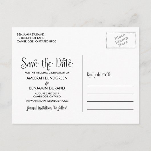 ヴィンテージWhimsy写真日付はがきIIを保存 案内ポストカード (裏面)