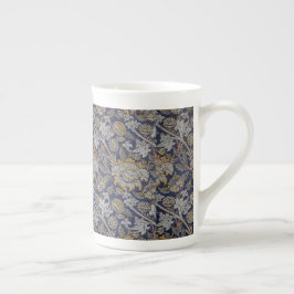 ヴィンテージWilliam Morris Weyパターン青の背景 ボーンチャイナマグカップ