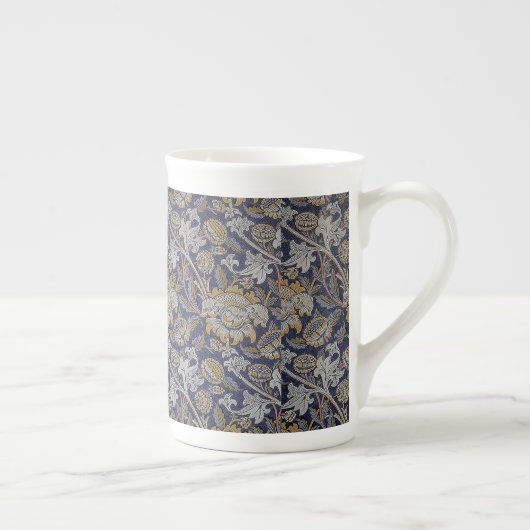 ヴィンテージWilliam Morris Weyパターン青の背景 ボーンチャイナマグカップ (右)