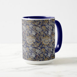 ヴィンテージWilliam Morris Weyパターン青の背景 マグカップ
