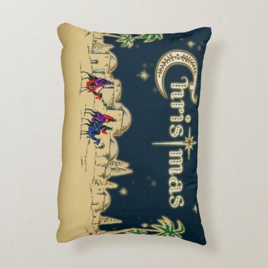 ヴィンテージWisemenか砂漠の宗教クリスマス アクセントクッション (裏面(縦))