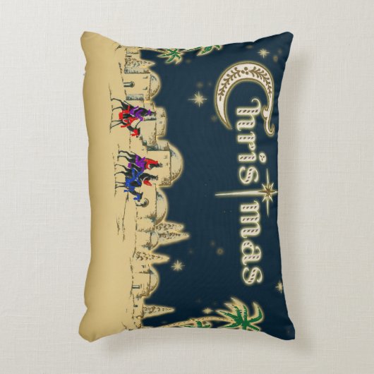 ヴィンテージWisemenか砂漠の宗教クリスマス アクセントクッション (正面(垂直))