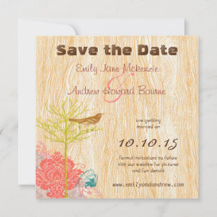 ヴィンテージWoodGrain結婚式の日付を保存 セーブザデート