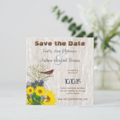 ヴィンテージWoodGrain結婚式の日付を保存 セーブザデート (スタンド正面)