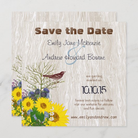 ヴィンテージWoodGrain結婚式の日付を保存 セーブザデート (正面/裏面)