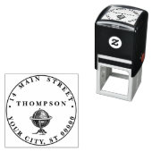 ヴィンテージWorld GlobeリトグラフBW名アドレス セルフインキングスタンプ (インサイチュ)