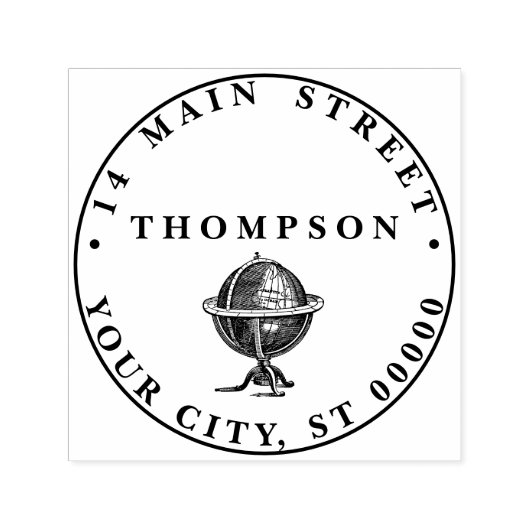 ヴィンテージWorld GlobeリトグラフBW名アドレス セルフインキングスタンプ (デザイン)