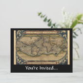 ヴィンテージWorld Map Atlas Historicalデザイン 招待状 (スタンド正面)