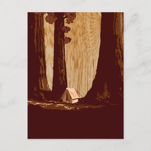 ヴィンテージWPAキャンピングインセコイア国立公園 ポストカード (正面)