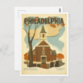 ヴィンテージWPAポスターフィラデルフィアオールドスウェデス教会 ポストカード (正面/裏面)