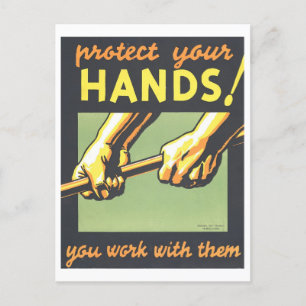 ヴィンテージWPAポスター:「保護Your Hands」 ポストカード