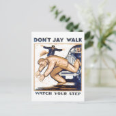 ヴィンテージWPAポスター： Don't Jaywalk.自分のステップを見る ポストカード (スタンド正面)
