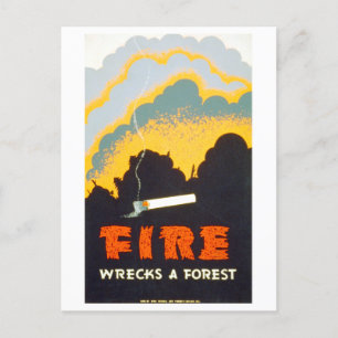 ヴィンテージWPAポスター:「Fire Rebks a Forest」 ポストカード