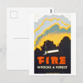 ヴィンテージWPAポスター:「Fire Rebks a Forest」 ポストカード (正面/裏面)