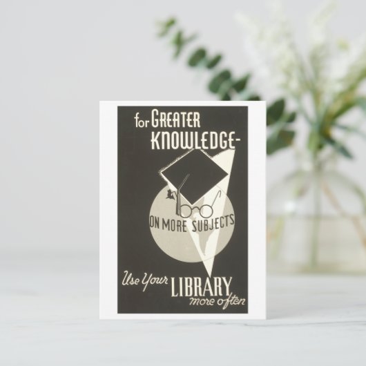 ヴィンテージWPAポスター「LIbraryをより頻繁に使用」 ポストカード (スタンド正面)
