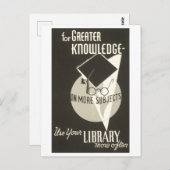 ヴィンテージWPAポスター「LIbraryをより頻繁に使用」 ポストカード (正面/裏面)