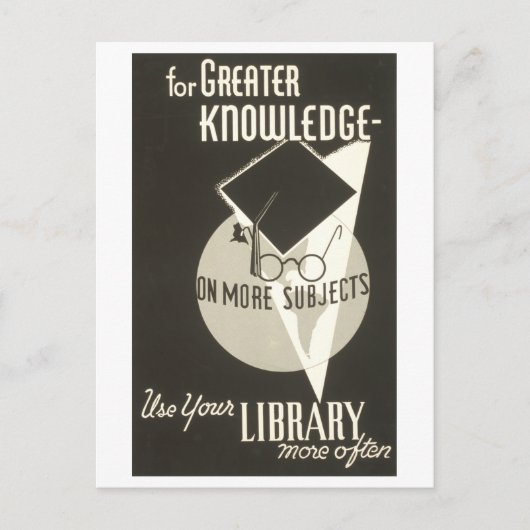 ヴィンテージWPAポスター「LIbraryをより頻繁に使用」 ポストカード (正面)