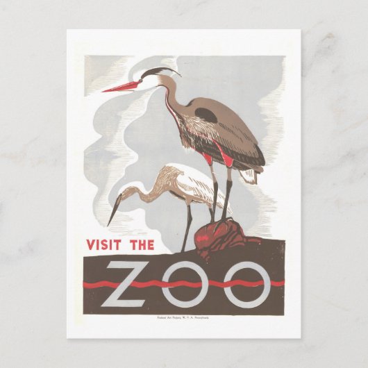 ヴィンテージWPAポスター:「Visit the Zoo」 ポストカード (正面)