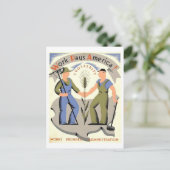 ヴィンテージWPAポスター「Work Pays America」ポストカード ポストカード (スタンド正面)