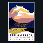 "ヴィンテージWPAモンタナポスター3" ポスター<br><div class="desc">州旅行統一された局のポスターモンタナへの旅行を促進し、観光を促進し、背景に山とtipisのクラスターを示す。WPA Posts Collection at the Library of Congressから。</div>
